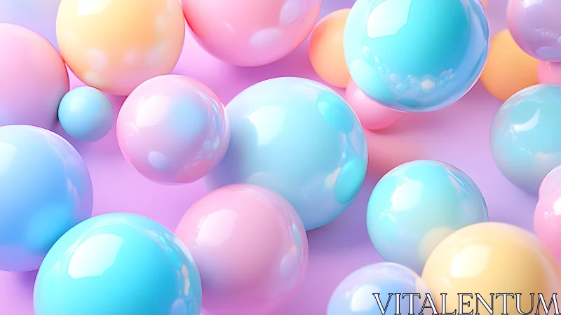 Pastel bubble daydream of glossy, floating candy spheres.