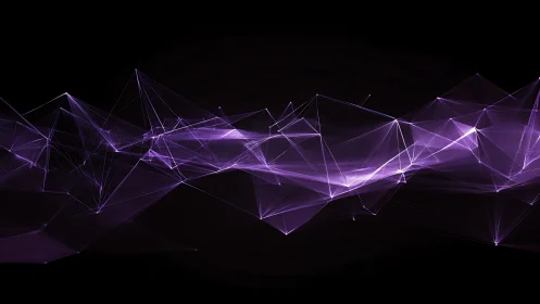Procedural purple polygon mesh visualizing dynamic data topology
