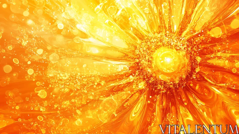 Radiant abstract sunburst in vivid golden and orange tones.