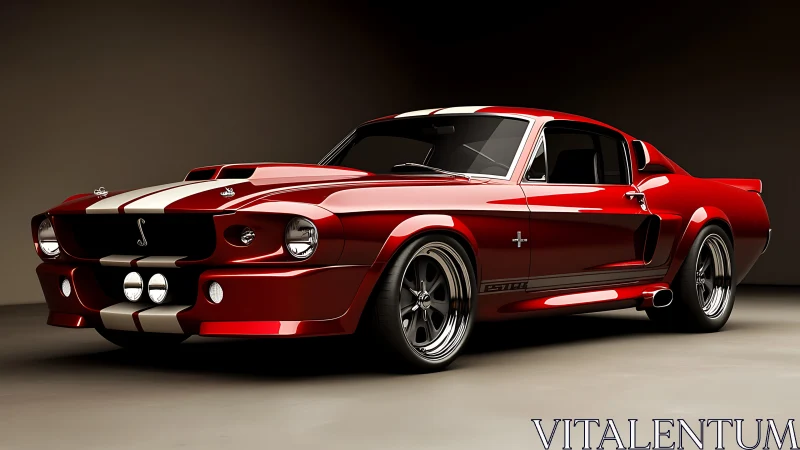 Crimson classic muscle car poised for a bold night drive.