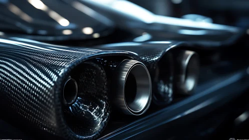 Midnight carbon-fiber exhausts whispering speed and style.