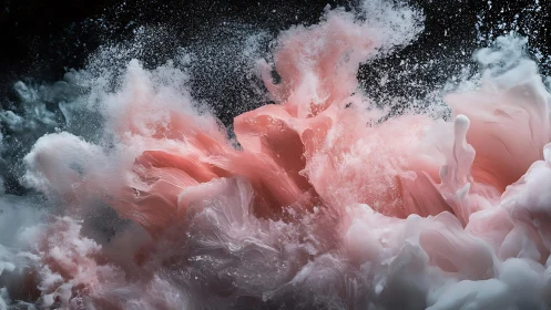 Abstract Pink and White Ink Splash in Motion, Modern Digital Art.