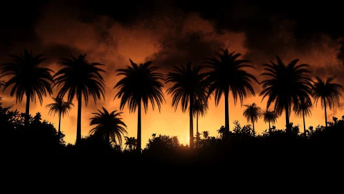 Sunlit palm silhouettes welcome a glowing tropical night