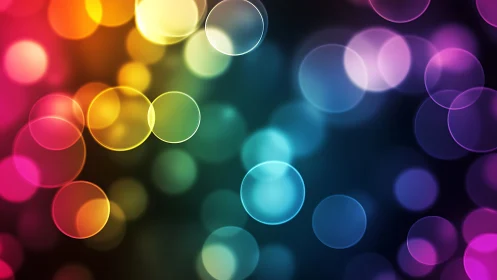 Prismatic bokeh orbits drifting across a twilight spectrum.