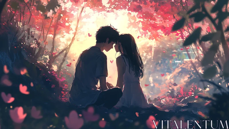 Two Souls Touch Under Luminous Petals