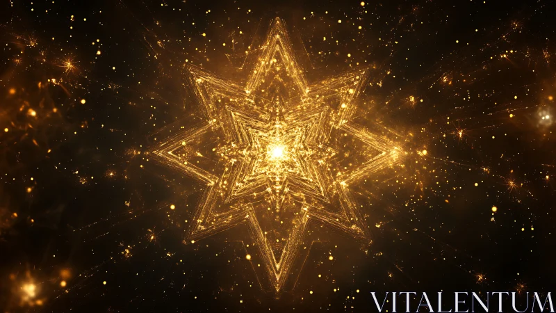 Golden cosmic starburst unfolding in shimmering layers.
