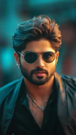 Cinematic close-up portrait with teal-orange depth mapping.