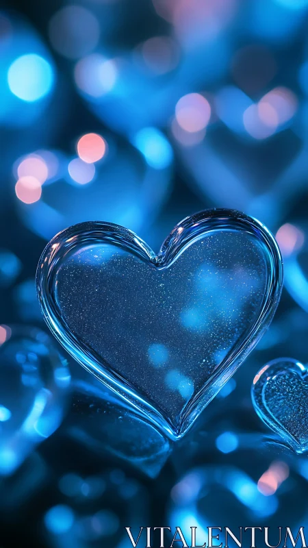 Crystalline Heart Shape with Luminescent Bokeh Particles.