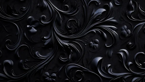 Velvet shadows curl into glossy black baroque whispers