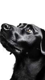 High-contrast portrait isolates a black Labrador in profile