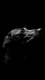 Low key canine portrait with directional rim lighting study.