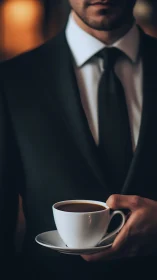 Sharp suit, quiet caffeine: midnight espresso diplomacy.