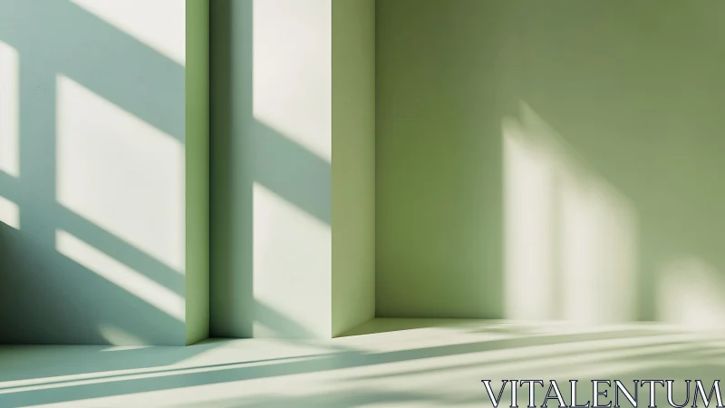 Minimalist sunlit corner with elongated window light geometry