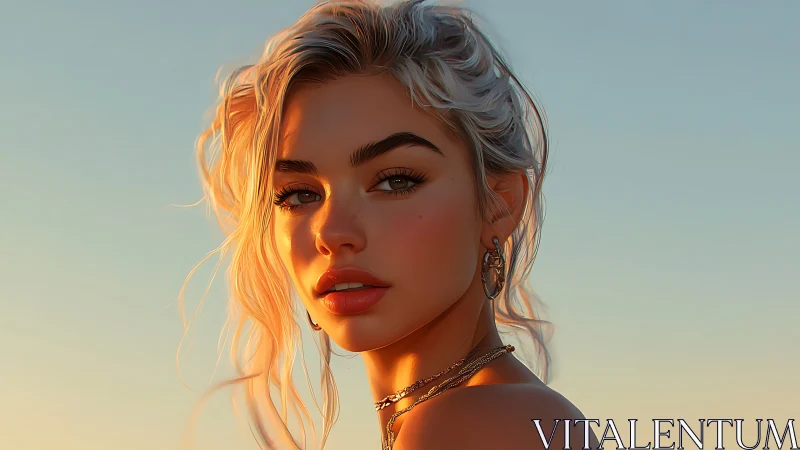 Sunlit digital portrait captures soft golden hour glow.