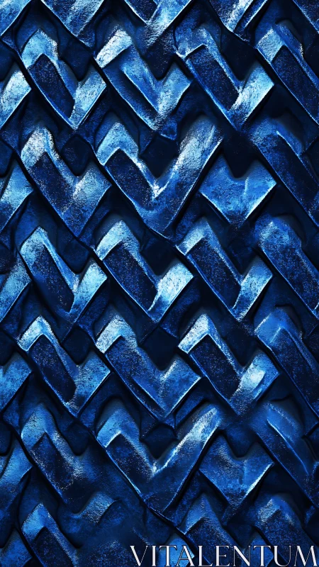 Textured blue chevron relief pattern in sculpted 3D surface.