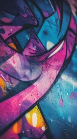 Colorful street mural swirling with neon curves and light.