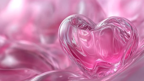 Crystalline Heart Glowing in Pink Luminescence.