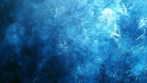 Glacial blue abstract texture with icy crystal brushwork.
