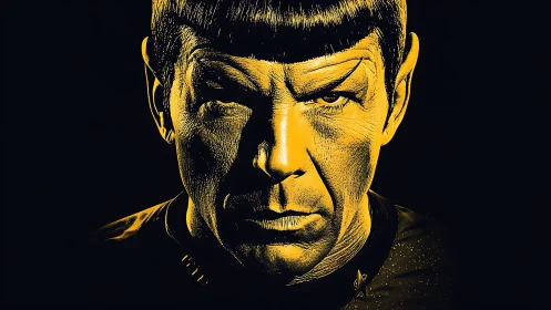 Yellow-tinted stylized portrait of a person faces forward