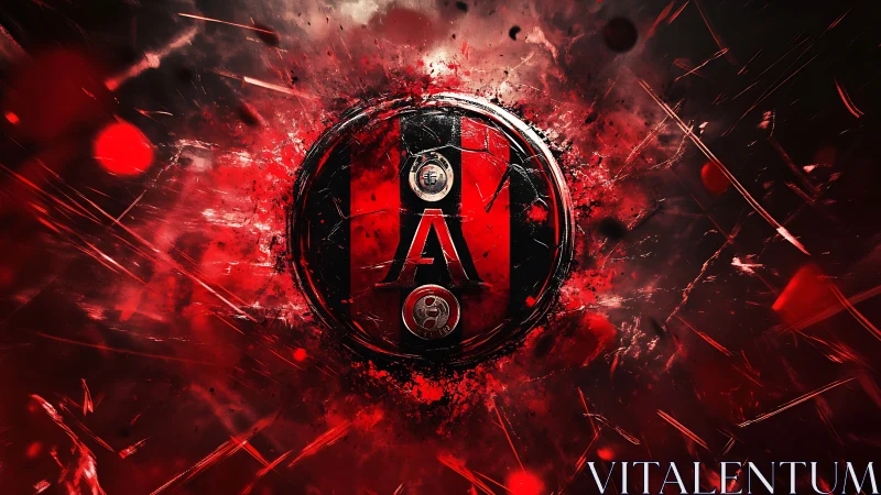 Exploding red and black emblem pulses with dynamic energy.