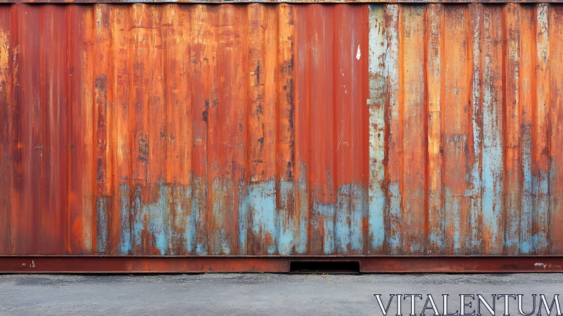 Weathered Rusty Shipping Container Wall with Industrial Texture.