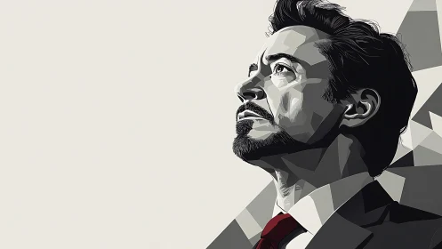 Geometric gaze of a suited dreamer in grayscale resolve.