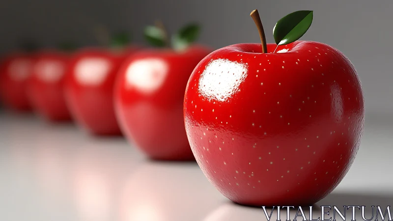 Glossy red apples lined up with inviting fresh charm.