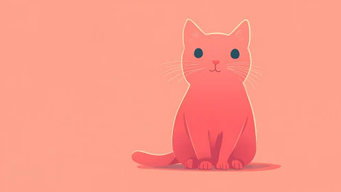 Minimalist Vector Feline Character with Bicolor Gradient Composition.