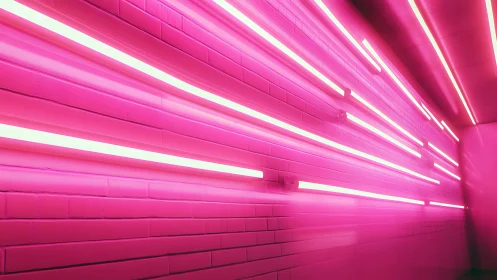 Neon runway of electric pink light slicing through space.