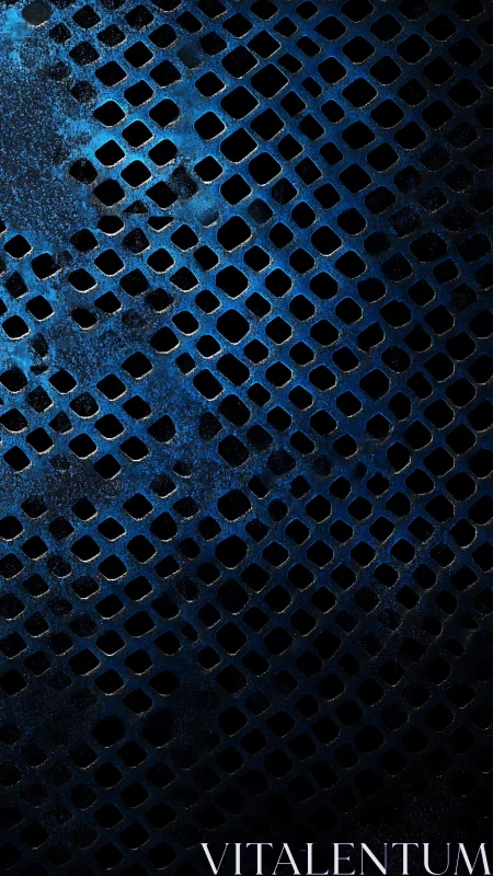 Corroded blue metal lattice with staggered diamond apertures