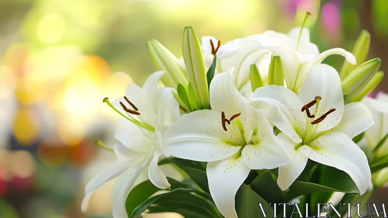 Alabaster Lilies Dance in Sunlit Reverie.