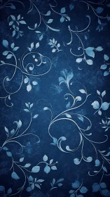Digital floral scrollwork on textured midnight blue ground.