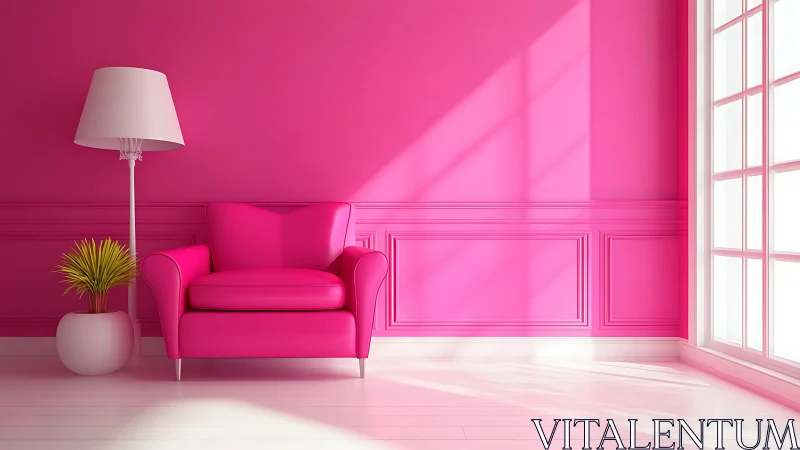 Cozy pink reading nook glowing with playful afternoon light.