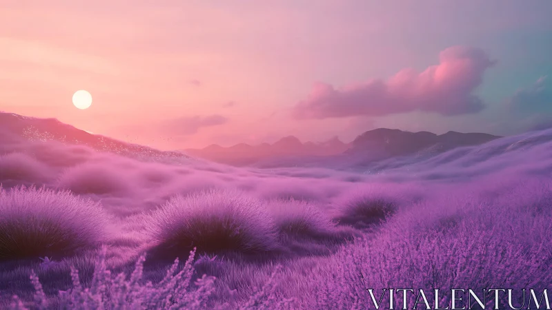 Iridescent magenta valley renders ethereal atmospheric sunset