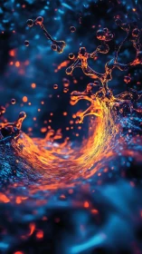 3D fluid vortex abstraction with luminous thermal contrast.