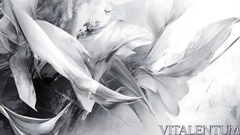 Dynamic Abstract White Feathers Digital Art Composition.