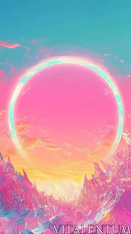 Candy nebula sunrise loops through a colossal neon halo