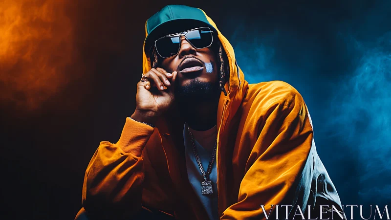 Golden hoodie glow and cool streetlight swagger portrait.