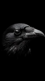 Raven's Profile: Monochrome Study in Shadow.