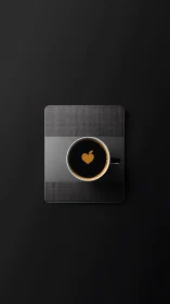 Warmth in Darkness: Coffee Cup with Heart Symbol