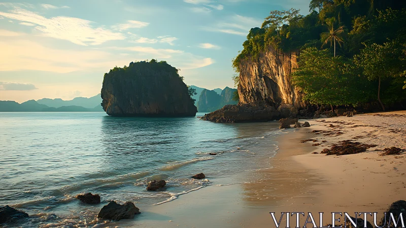 Limestone rock formation in tropical coastal water setting.