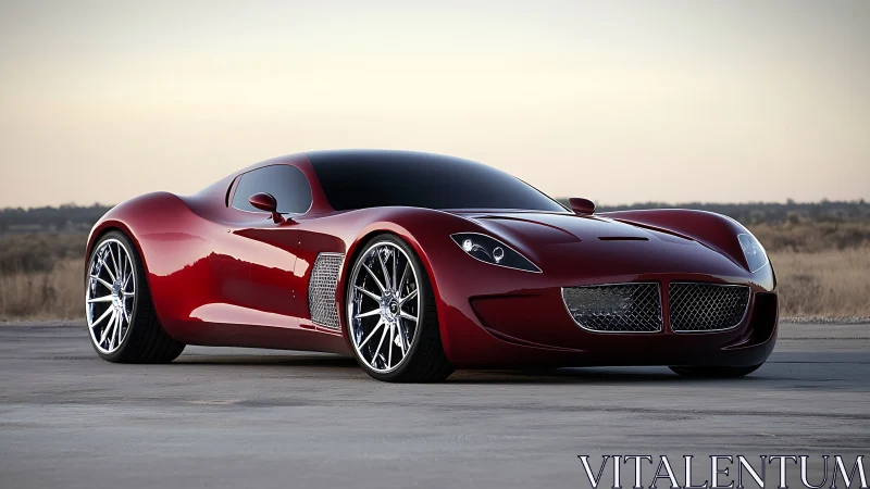 Crimson supercar prowls the empty runway in liquid metal gloss