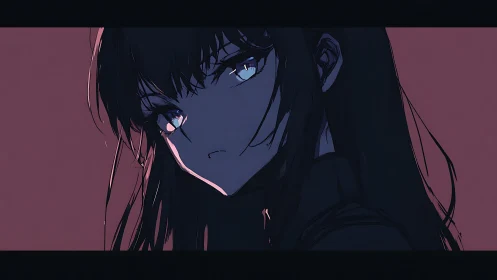 Midnight glare of a glasshearted girl in violet dusk.