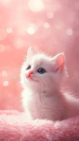 White Kitten in Pink Soft-Focus Setting