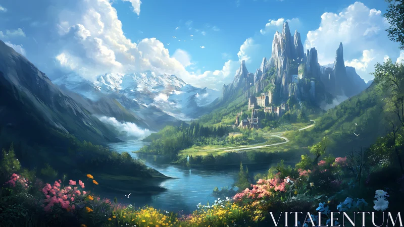 Sky-kissed valley kingdom and river of wandering daydreams.