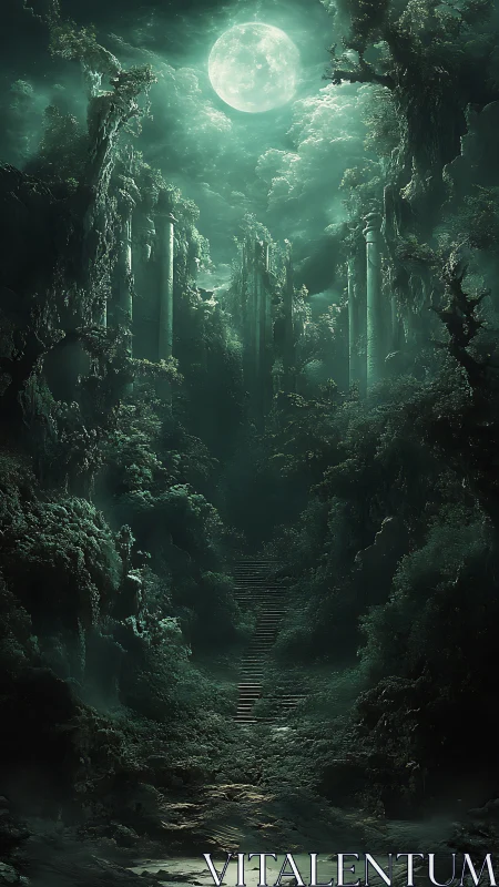 Luminescent Canyon Passage Beneath Full Moon Light.