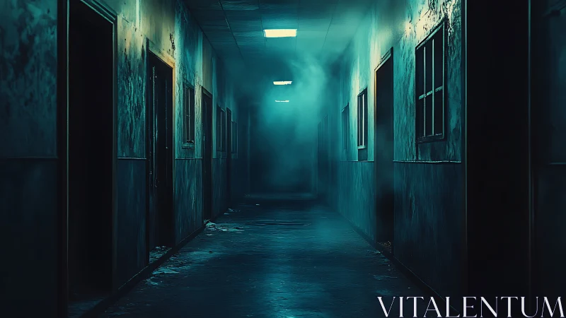 Midnight mist wandering through a forgotten hallway.