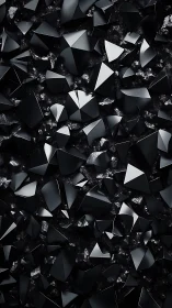 Faceted black crystal shards create a dense geometric surface