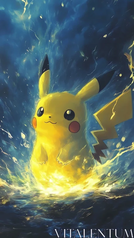 Electric sprite rides a stormlit sea of painted thunder