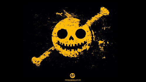 Grinning hazard skull splashed in rough golden mischief.